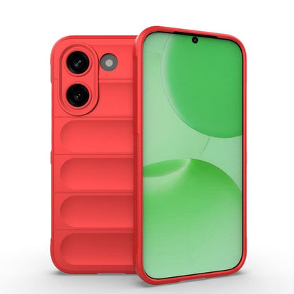 Magic Shield TPU + flannel phone case in red with ridged TPU back and camera cutouts