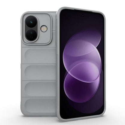 Magic Shield TPU flannel phone case, light grey with camera cutout and raised edges