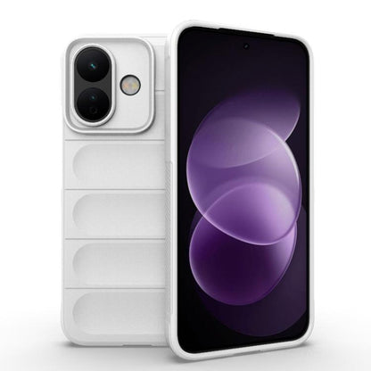 Magic Shield TPU flannel phone case, white with camera cutout and raised edges