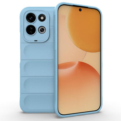 Magic Shield TPU + flannel phone case, light blue, with camera cutouts and raised edges.