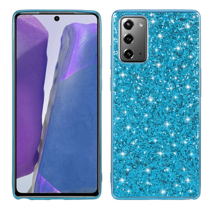 Blue glitter TPU phone case with camera cutouts and shockproof raised bumper