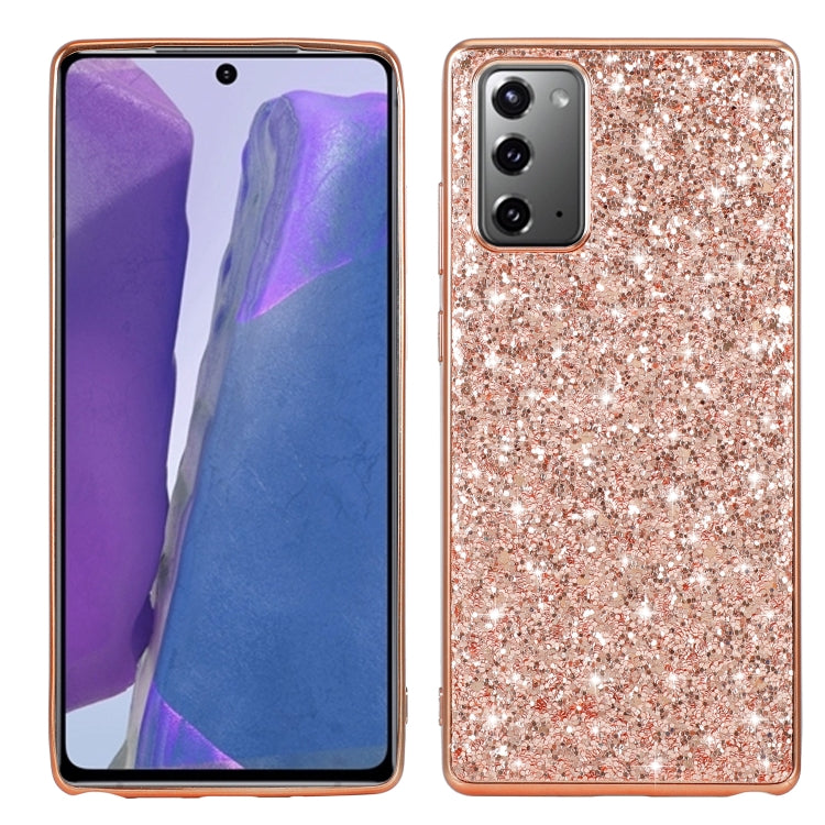 Glitter powder shockproof TPU phone case, rose gold glitter back with camera cutouts