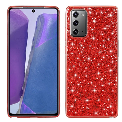 Glitter powder shockproof TPU phone case, red glitter back with camera cutouts