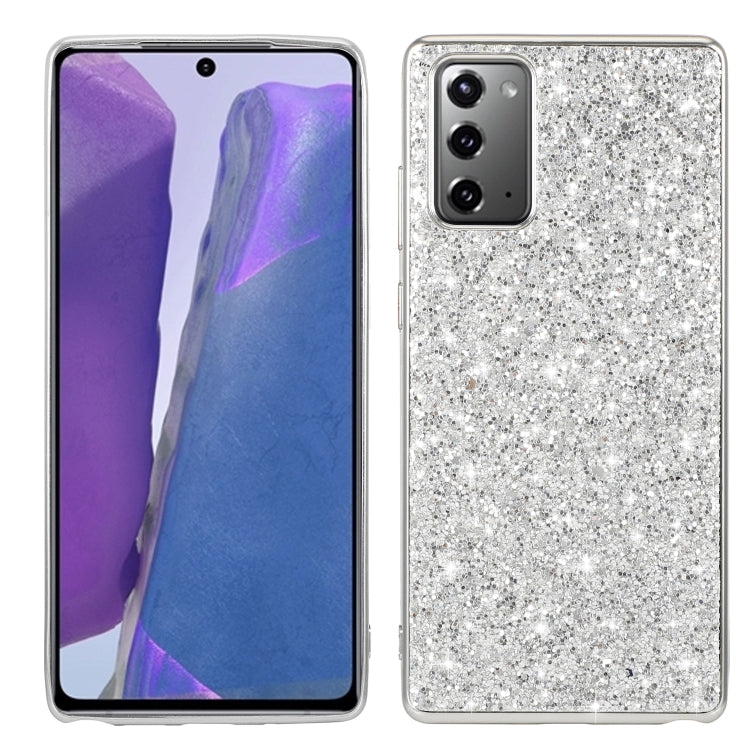 Silver glitter TPU phone case with cutouts for camera and flash