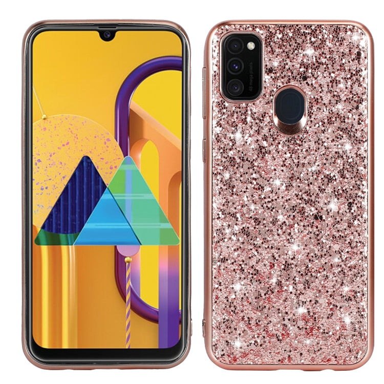 Glitter powder shockproof TPU phone case, champagne glitter back with camera cutouts