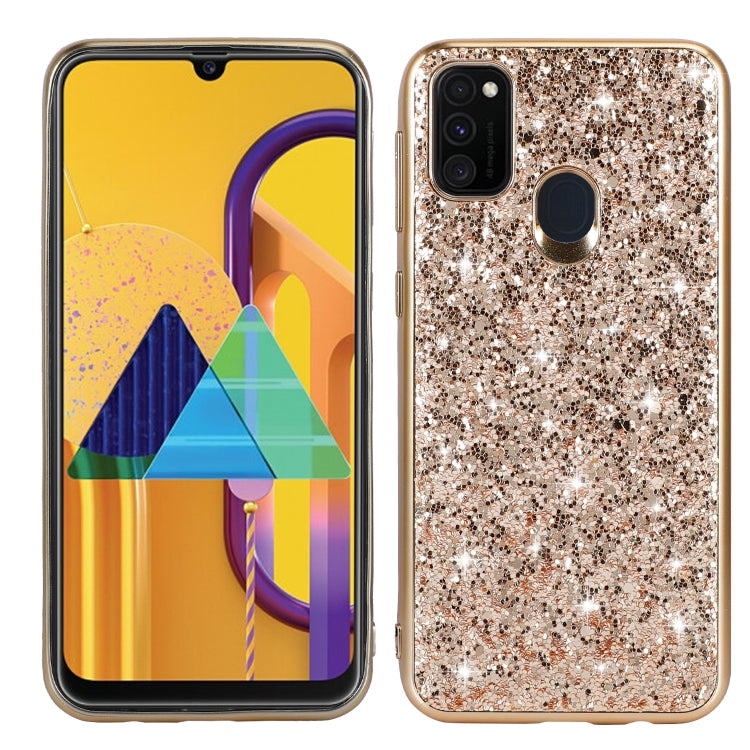 Glitter powder shockproof TPU phone case, gold glitter back with camera cutouts