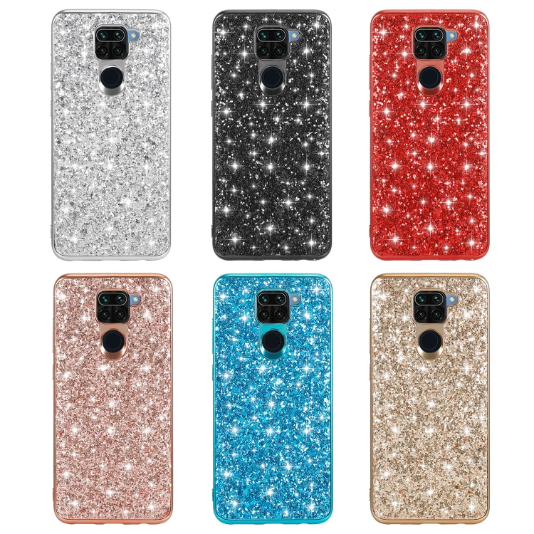 Glitter TPU phone case set in silver, black, red, rose gold, blue, and gold