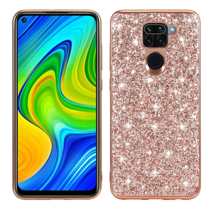 Rose gold glitter TPU protective phone case with camera cutout and side openings