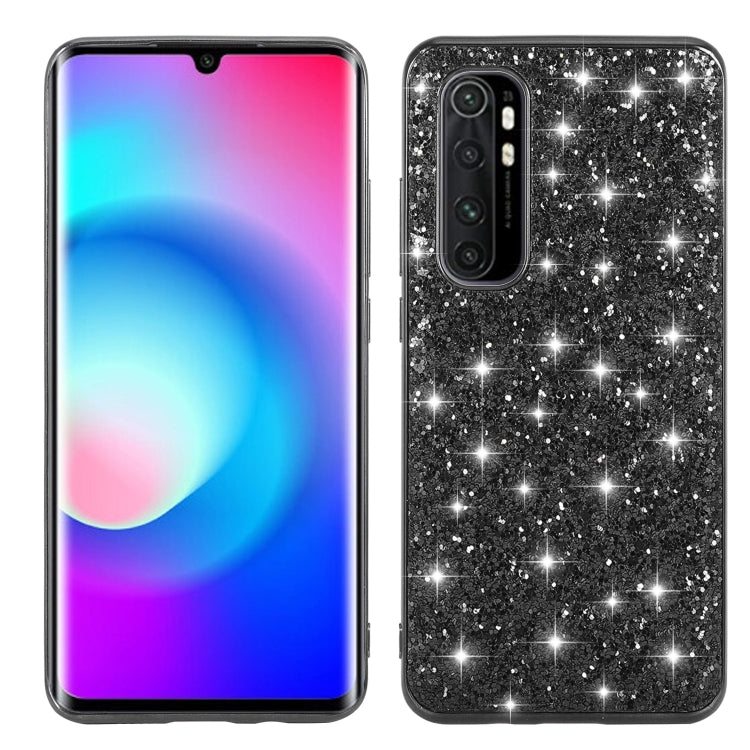 Dark glitter TPU phone case with camera cutouts and fingerprint button