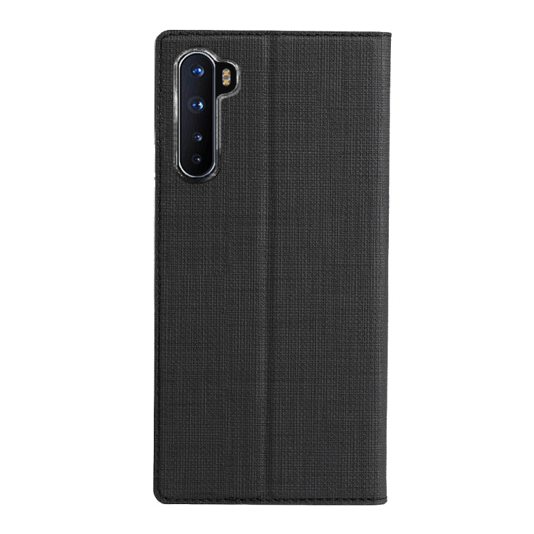Black flip phone case with camera cutout and textured PU leather finish