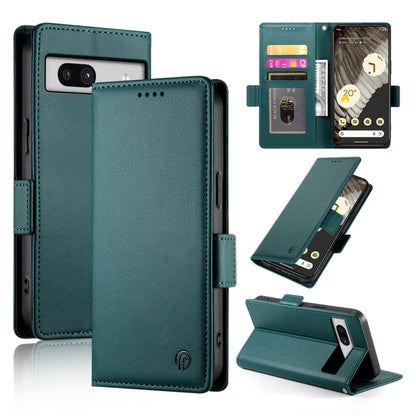 Dark green magnetic phone case with side buckle; frosted leather-style folio cover
