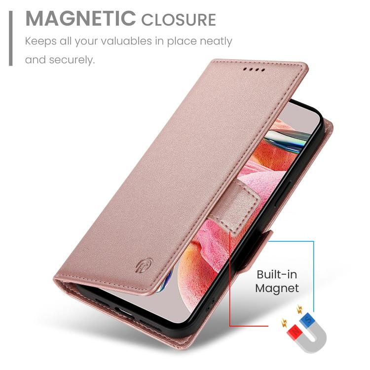 Rose gold frosted leather flip phone case with magnetic closure flap