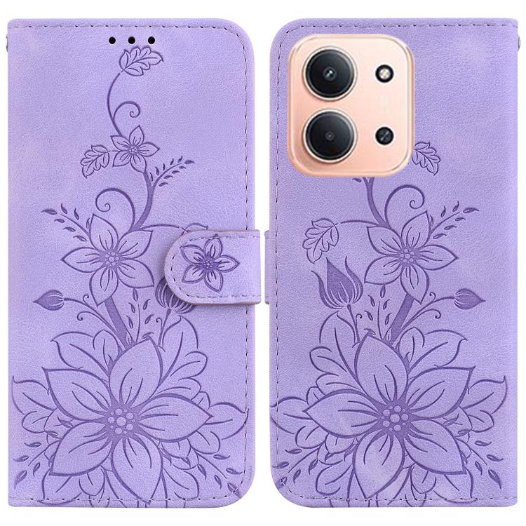 Lily Embossed Leather Phone Case, For Redmi Note 17 5G Global 169.7mm, For Redmi Note 17 Pro Max / Note 17 Pro+ 5G, For Redmi K100 Pro Max 5G / Poco F9 Ultra 5G, For Redmi 17 4G / 5G Global 170mm, For Redmi A7 Pro 4G / 5G 171mm / Poco C85x 5G          ...