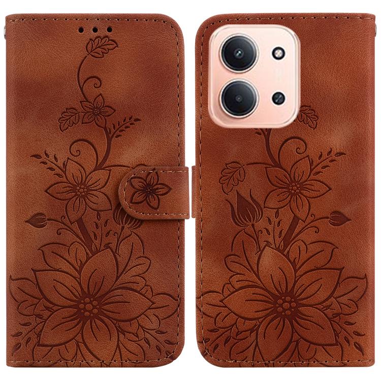 Lily Embossed Leather Phone Case, For Redmi Note 17 5G Global 169.7mm, For Redmi Note 17 Pro Max / Note 17 Pro+ 5G, For Redmi K100 Pro Max 5G / Poco F9 Ultra 5G, For Redmi 17 4G / 5G Global 170mm, For Redmi A7 Pro 4G / 5G 171mm / Poco C85x 5G          ...