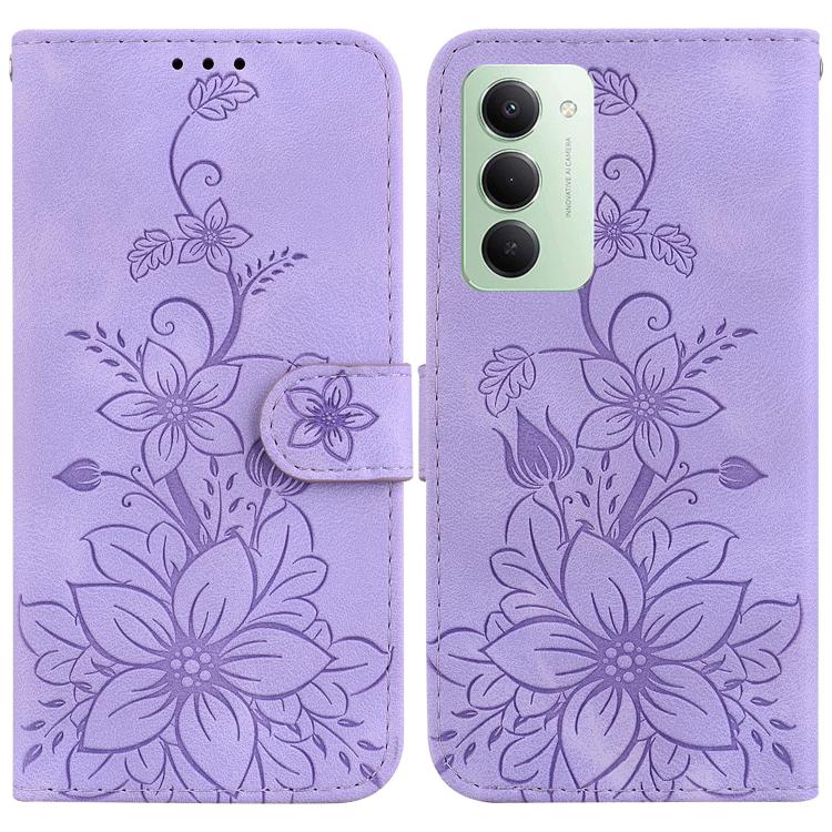 Lily Embossed Leather Phone Case, For Redmi Note 17 5G Global 169.7mm, For Redmi Note 17 Pro Max / Note 17 Pro+ 5G, For Redmi K100 Pro Max 5G / Poco F9 Ultra 5G, For Redmi 17 4G / 5G Global 170mm, For Redmi A7 Pro 4G / 5G 171mm / Poco C85x 5G          ...