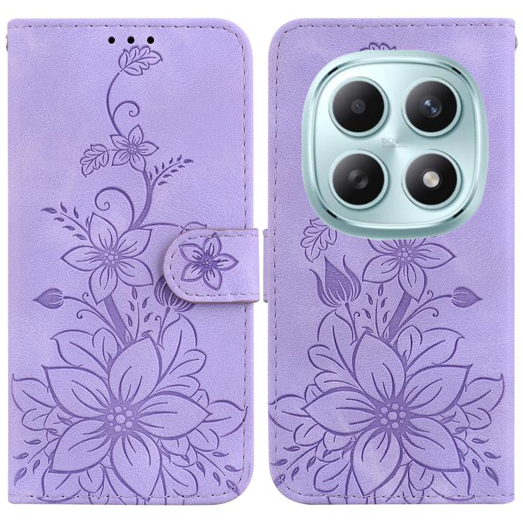 Lily Embossed Leather Phone Case, For Redmi Note 17 5G Global 169.7mm, For Redmi Note 17 Pro Max / Note 17 Pro+ 5G, For Redmi K100 Pro Max 5G / Poco F9 Ultra 5G, For Redmi 17 4G / 5G Global 170mm, For Redmi A7 Pro 4G / 5G 171mm / Poco C85x 5G          ...