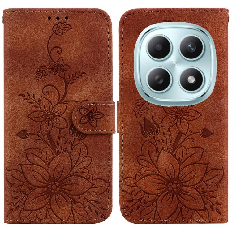 Lily Embossed Leather Phone Case, For Redmi Note 17 5G Global 169.7mm, For Redmi Note 17 Pro Max / Note 17 Pro+ 5G, For Redmi K100 Pro Max 5G / Poco F9 Ultra 5G, For Redmi 17 4G / 5G Global 170mm, For Redmi A7 Pro 4G / 5G 171mm / Poco C85x 5G          ...