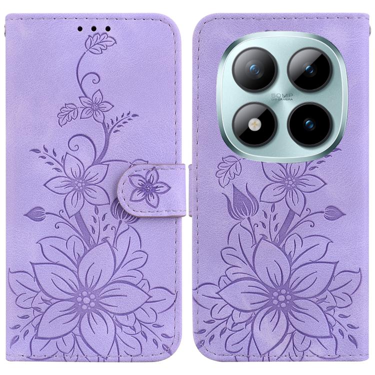 Lily Embossed Leather Phone Case, For Redmi Note 17 5G Global 169.7mm, For Redmi Note 17 Pro Max / Note 17 Pro+ 5G, For Redmi K100 Pro Max 5G / Poco F9 Ultra 5G, For Redmi 17 4G / 5G Global 170mm, For Redmi A7 Pro 4G / 5G 171mm / Poco C85x 5G          ...