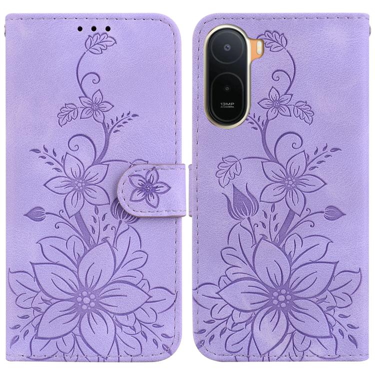 Lily Embossed Leather Phone Case, For Redmi Note 17 5G Global 169.7mm, For Redmi Note 17 Pro Max / Note 17 Pro+ 5G, For Redmi K100 Pro Max 5G / Poco F9 Ultra 5G, For Redmi 17 4G / 5G Global 170mm, For Redmi A7 Pro 4G / 5G 171mm / Poco C85x 5G          ...