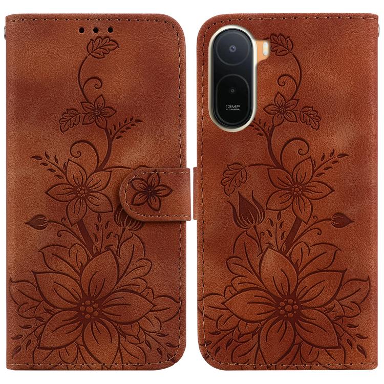Lily Embossed Leather Phone Case, For Redmi Note 17 5G Global 169.7mm, For Redmi Note 17 Pro Max / Note 17 Pro+ 5G, For Redmi K100 Pro Max 5G / Poco F9 Ultra 5G, For Redmi 17 4G / 5G Global 170mm, For Redmi A7 Pro 4G / 5G 171mm / Poco C85x 5G          ...