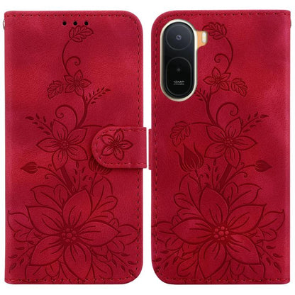 Lily Embossed Leather Phone Case, For Redmi Note 17 5G Global 169.7mm, For Redmi Note 17 Pro Max / Note 17 Pro+ 5G, For Redmi K100 Pro Max 5G / Poco F9 Ultra 5G, For Redmi 17 4G / 5G Global 170mm, For Redmi A7 Pro 4G / 5G 171mm / Poco C85x 5G          ...