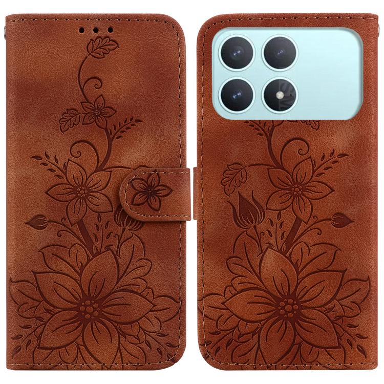 Lily Embossed Leather Phone Case, For Redmi Note 17 5G Global 169.7mm, For Redmi Note 17 Pro Max / Note 17 Pro+ 5G, For Redmi K100 Pro Max 5G / Poco F9 Ultra 5G, For Redmi 17 4G / 5G Global 170mm, For Redmi A7 Pro 4G / 5G 171mm / Poco C85x 5G          ...