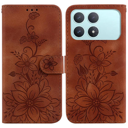 Lily Embossed Leather Phone Case, For Redmi Note 17 5G Global 169.7mm, For Redmi Note 17 Pro Max / Note 17 Pro+ 5G, For Redmi K100 Pro Max 5G / Poco F9 Ultra 5G, For Redmi 17 4G / 5G Global 170mm, For Redmi A7 Pro 4G / 5G 171mm / Poco C85x 5G          ...