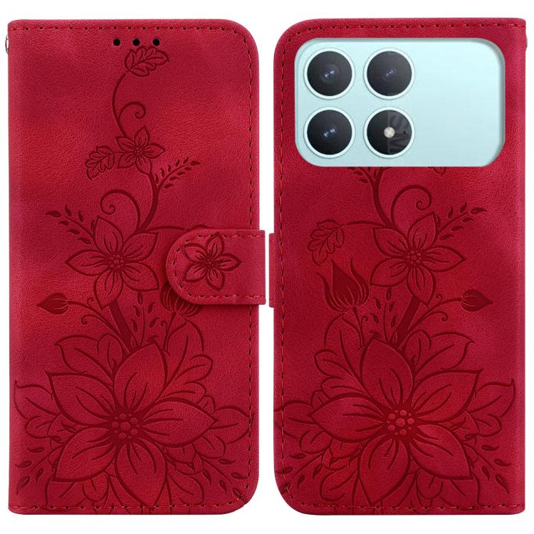 Lily Embossed Leather Phone Case, For Redmi Note 17 5G Global 169.7mm, For Redmi Note 17 Pro Max / Note 17 Pro+ 5G, For Redmi K100 Pro Max 5G / Poco F9 Ultra 5G, For Redmi 17 4G / 5G Global 170mm, For Redmi A7 Pro 4G / 5G 171mm / Poco C85x 5G          ...