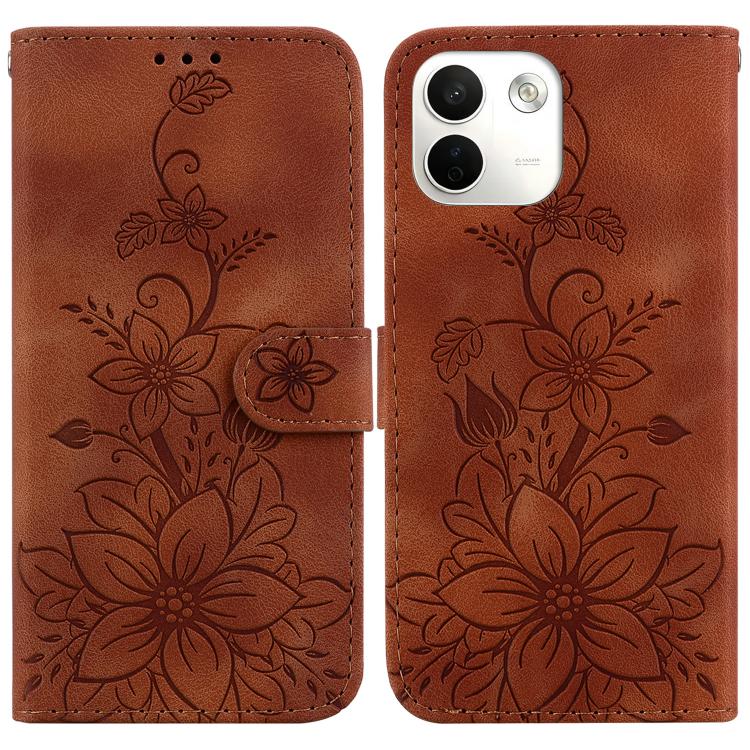 Lily Embossed Leather Phone Case, For Redmi Note 17 5G Global 169.7mm, For Redmi Note 17 Pro Max / Note 17 Pro+ 5G, For Redmi K100 Pro Max 5G / Poco F9 Ultra 5G, For Redmi 17 4G / 5G Global 170mm, For Redmi A7 Pro 4G / 5G 171mm / Poco C85x 5G          ...