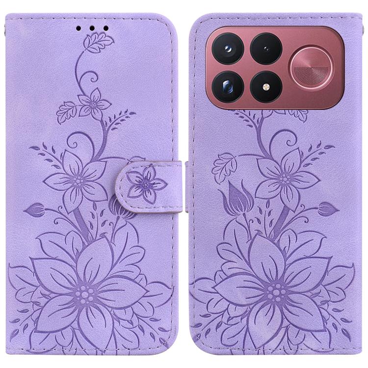 Lily Embossed Leather Phone Case, For Redmi Note 17 5G Global 169.7mm, For Redmi Note 17 Pro Max / Note 17 Pro+ 5G, For Redmi K100 Pro Max 5G / Poco F9 Ultra 5G, For Redmi 17 4G / 5G Global 170mm, For Redmi A7 Pro 4G / 5G 171mm / Poco C85x 5G          ...