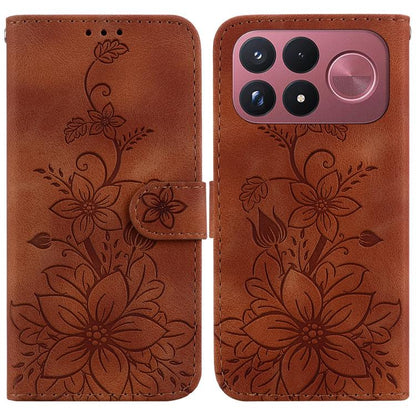 Lily Embossed Leather Phone Case, For Redmi Note 17 5G Global 169.7mm, For Redmi Note 17 Pro Max / Note 17 Pro+ 5G, For Redmi K100 Pro Max 5G / Poco F9 Ultra 5G, For Redmi 17 4G / 5G Global 170mm, For Redmi A7 Pro 4G / 5G 171mm / Poco C85x 5G          ...