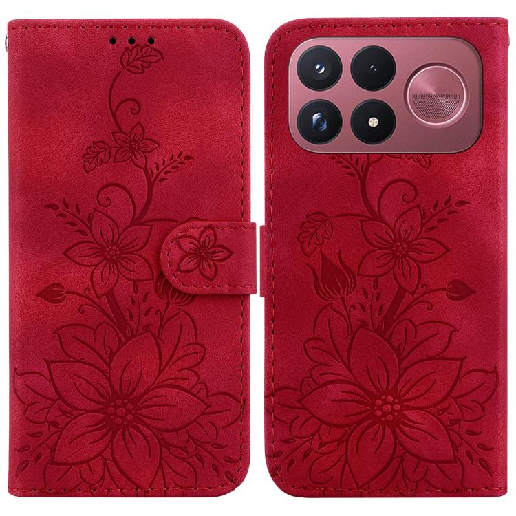 Lily Embossed Leather Phone Case, For Redmi Note 17 5G Global 169.7mm, For Redmi Note 17 Pro Max / Note 17 Pro+ 5G, For Redmi K100 Pro Max 5G / Poco F9 Ultra 5G, For Redmi 17 4G / 5G Global 170mm, For Redmi A7 Pro 4G / 5G 171mm / Poco C85x 5G          ...