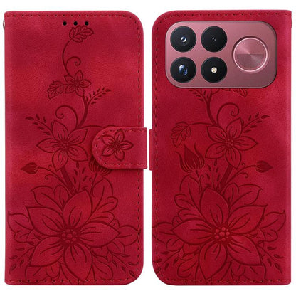 Lily Embossed Leather Phone Case, For Redmi Note 17 5G Global 169.7mm, For Redmi Note 17 Pro Max / Note 17 Pro+ 5G, For Redmi K100 Pro Max 5G / Poco F9 Ultra 5G, For Redmi 17 4G / 5G Global 170mm, For Redmi A7 Pro 4G / 5G 171mm / Poco C85x 5G          ...