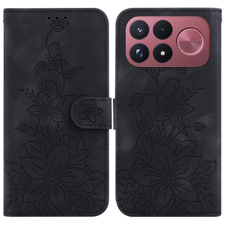Lily Embossed Leather Phone Case, For Redmi Note 17 5G Global 169.7mm, For Redmi Note 17 Pro Max / Note 17 Pro+ 5G, For Redmi K100 Pro Max 5G / Poco F9 Ultra 5G, For Redmi 17 4G / 5G Global 170mm, For Redmi A7 Pro 4G / 5G 171mm / Poco C85x 5G          ...