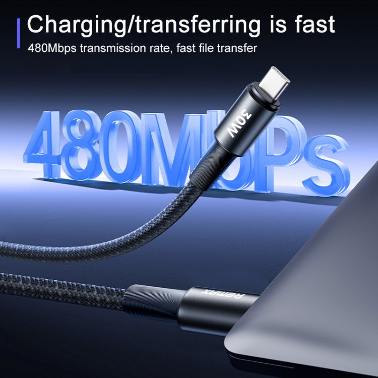 REMAX RC-C100 1.2m 30W Type-C to Type-C Fast Charging Braided Data Cable, Type-C to Type-C