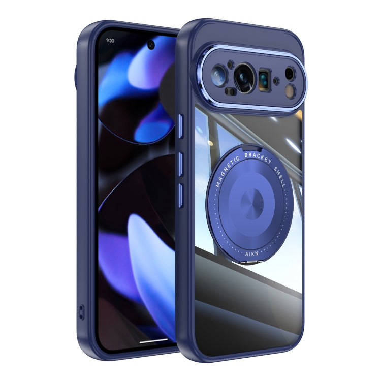Blue MagSafe hybrid phone case with 360 magnetic ring holder