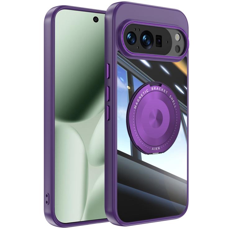 Purple hybrid phone case with MagSafe-style magnetic ring and camera cutouts