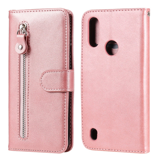 Rose gold flip leather phone wallet case with front zipper pocket and card slot window