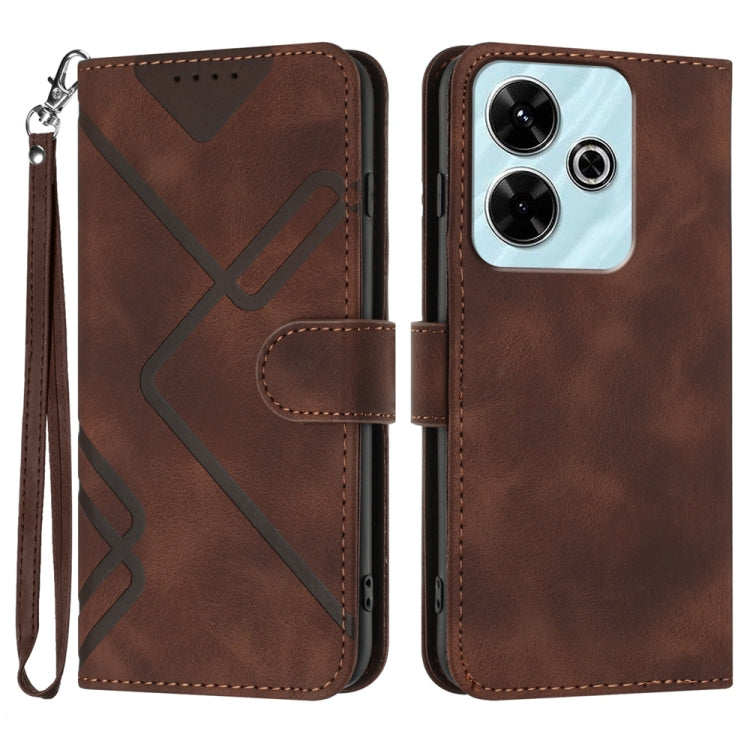 Line Pattern Skin Feel Leather Phone Case, For Redmi Note 14 4G 163.25mm, For Redmi Note 14 5G, For Redmi Note 14 Pro+ 5G, For Redmi Note 14 Pro 5G, For Redmi 13 4G, For Redmi Turbo 3 / Poco F6, For Redmi Note 13R Pro / Poco X6 Neo                     ...