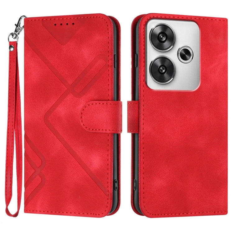 Line Pattern Skin Feel Leather Phone Case, For Redmi Note 14 4G 163.25mm, For Redmi Note 14 5G, For Redmi Note 14 Pro+ 5G, For Redmi Note 14 Pro 5G, For Redmi 13 4G, For Redmi Turbo 3 / Poco F6, For Redmi Note 13R Pro / Poco X6 Neo                     ...