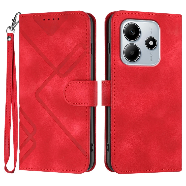 Line Pattern Skin Feel Leather Phone Case, For Redmi Note 14 4G 163.25mm, For Redmi Note 14 5G, For Redmi Note 14 Pro+ 5G, For Redmi Note 14 Pro 5G, For Redmi 13 4G, For Redmi Turbo 3 / Poco F6, For Redmi Note 13R Pro / Poco X6 Neo                     ...