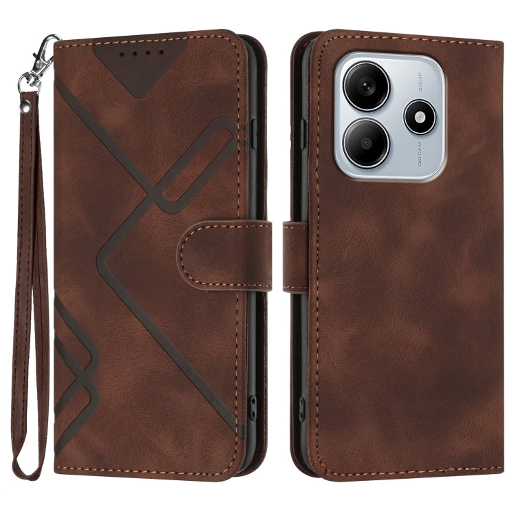 Line Pattern Skin Feel Leather Phone Case, For Redmi Note 14 4G 163.25mm, For Redmi Note 14 5G, For Redmi Note 14 Pro+ 5G, For Redmi Note 14 Pro 5G, For Redmi 13 4G, For Redmi Turbo 3 / Poco F6, For Redmi Note 13R Pro / Poco X6 Neo                     ...