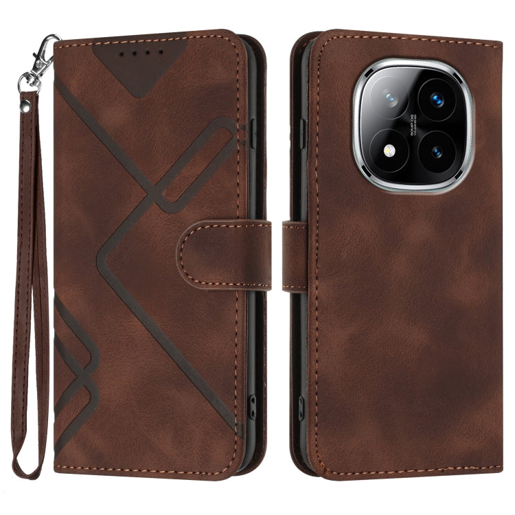 Line Pattern Skin Feel Leather Phone Case, For Redmi Note 14 4G 163.25mm, For Redmi Note 14 5G, For Redmi Note 14 Pro+ 5G, For Redmi Note 14 Pro 5G, For Redmi 13 4G, For Redmi Turbo 3 / Poco F6, For Redmi Note 13R Pro / Poco X6 Neo                     ...