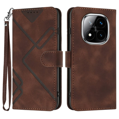 Line Pattern Skin Feel Leather Phone Case, For Redmi Note 14 4G 163.25mm, For Redmi Note 14 5G, For Redmi Note 14 Pro+ 5G, For Redmi Note 14 Pro 5G, For Redmi 13 4G, For Redmi Turbo 3 / Poco F6, For Redmi Note 13R Pro / Poco X6 Neo                     ...
