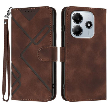 Line Pattern Skin Feel Leather Phone Case, For Redmi Note 14 4G 163.25mm, For Redmi Note 14 5G, For Redmi Note 14 Pro+ 5G, For Redmi Note 14 Pro 5G, For Redmi 13 4G, For Redmi Turbo 3 / Poco F6, For Redmi Note 13R Pro / Poco X6 Neo                     ...