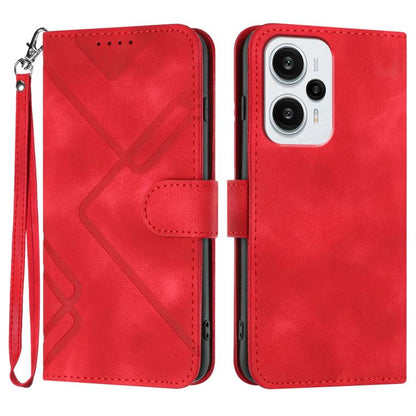 Line Pattern Skin Feel Leather Phone Case, For Redmi Note 14 4G 163.25mm, For Redmi Note 14 5G, For Redmi Note 14 Pro+ 5G, For Redmi Note 14 Pro 5G, For Redmi 13 4G, For Redmi Turbo 3 / Poco F6, For Redmi Note 13R Pro / Poco X6 Neo                     ...