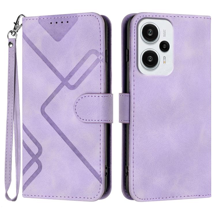 Line Pattern Skin Feel Leather Phone Case, For Redmi Note 14 4G 163.25mm, For Redmi Note 14 5G, For Redmi Note 14 Pro+ 5G, For Redmi Note 14 Pro 5G, For Redmi 13 4G, For Redmi Turbo 3 / Poco F6, For Redmi Note 13R Pro / Poco X6 Neo                     ...