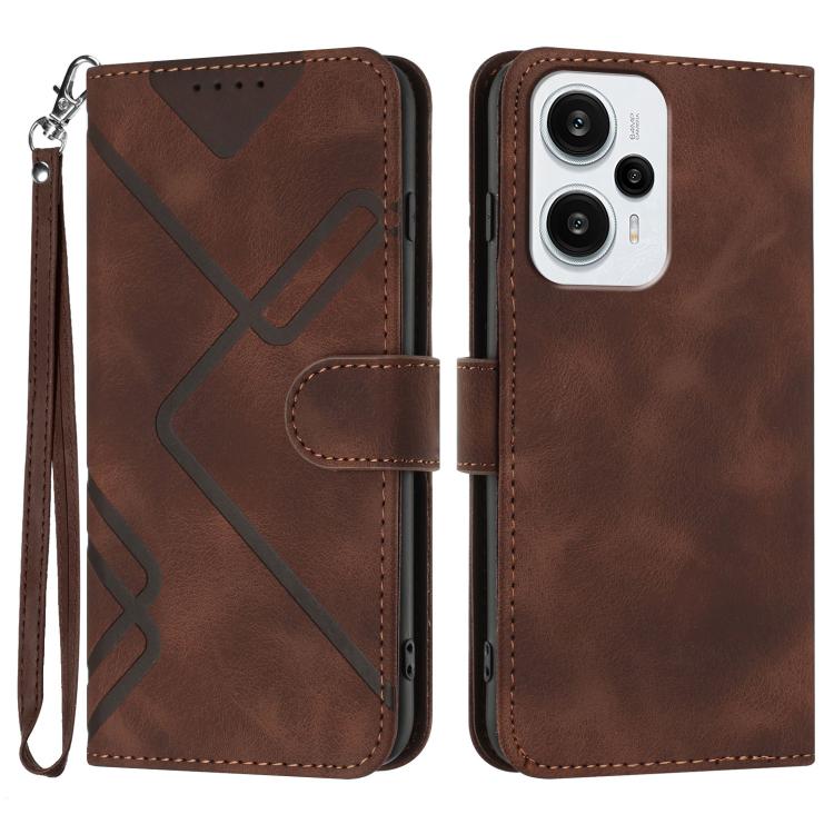 Line Pattern Skin Feel Leather Phone Case, For Redmi Note 14 4G 163.25mm, For Redmi Note 14 5G, For Redmi Note 14 Pro+ 5G, For Redmi Note 14 Pro 5G, For Redmi 13 4G, For Redmi Turbo 3 / Poco F6, For Redmi Note 13R Pro / Poco X6 Neo                     ...