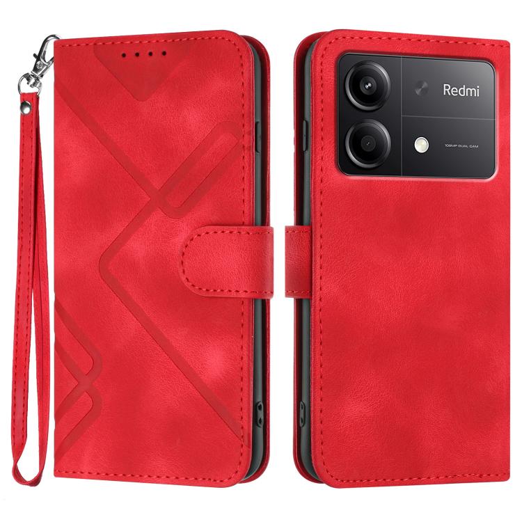 Line Pattern Skin Feel Leather Phone Case, For Redmi Note 14 4G 163.25mm, For Redmi Note 14 5G, For Redmi Note 14 Pro+ 5G, For Redmi Note 14 Pro 5G, For Redmi 13 4G, For Redmi Turbo 3 / Poco F6, For Redmi Note 13R Pro / Poco X6 Neo                     ...