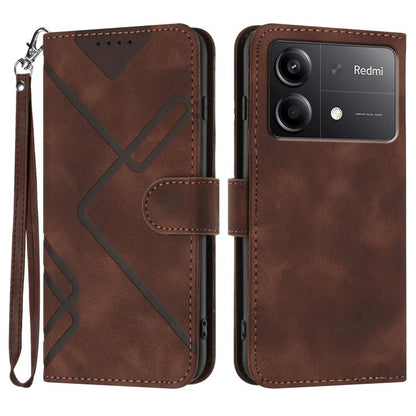 Line Pattern Skin Feel Leather Phone Case, For Redmi Note 14 4G 163.25mm, For Redmi Note 14 5G, For Redmi Note 14 Pro+ 5G, For Redmi Note 14 Pro 5G, For Redmi 13 4G, For Redmi Turbo 3 / Poco F6, For Redmi Note 13R Pro / Poco X6 Neo                     ...